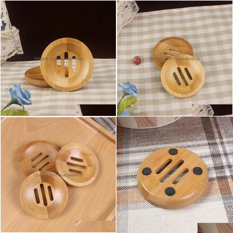 Other Bath & Toilet Supplies Round Soap Dish Eco-Friendly Natural Bamboo Handmade Mini Bathroom Rack 8X8Cm Sd As Drop Delivery Home Ga Dhz41