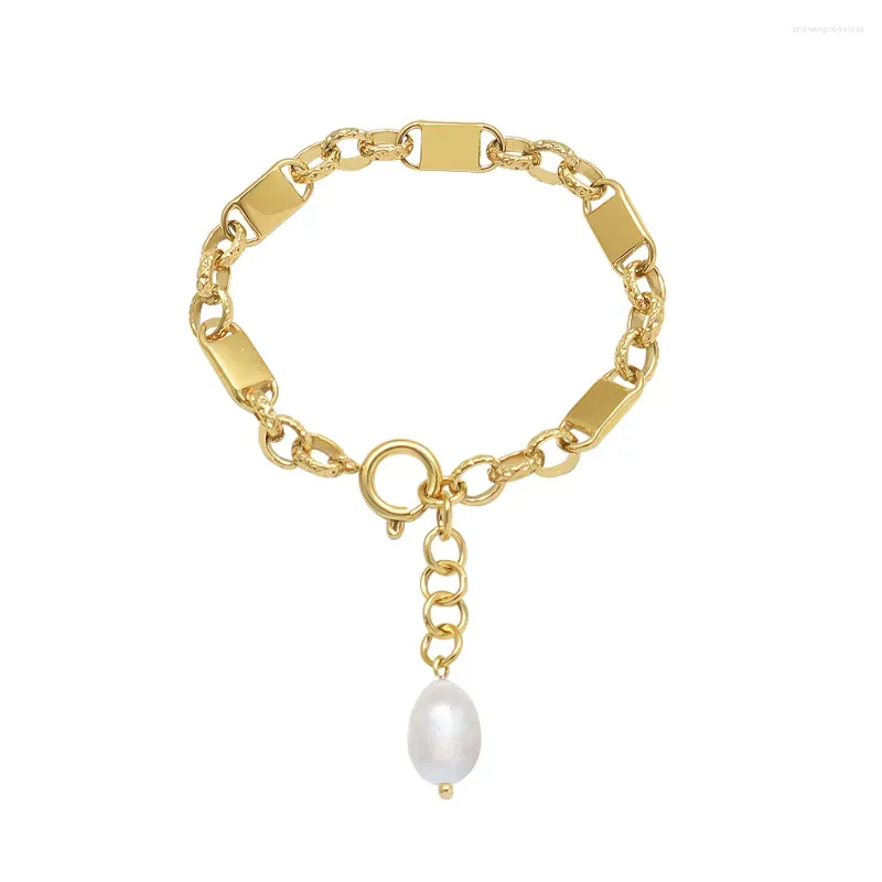 Charm Bracelets Lii Ji Trendy Pearl Bracelet Titanium Steel 18K Gold Plated 16-18cm Freshwater Women Jewelry