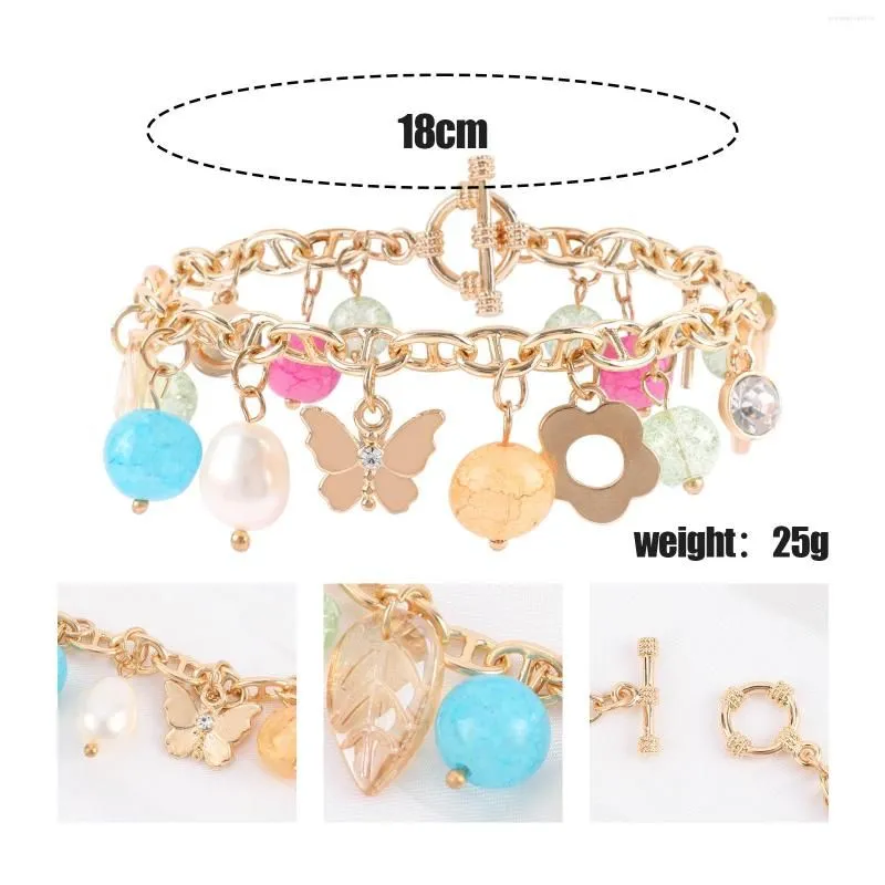 Charm Bracelets Makersland Beads Charms Bracelet For Women Chains Jewelry Gifts Wholesale Girl Butterfly Leaves Cross Pearl Face