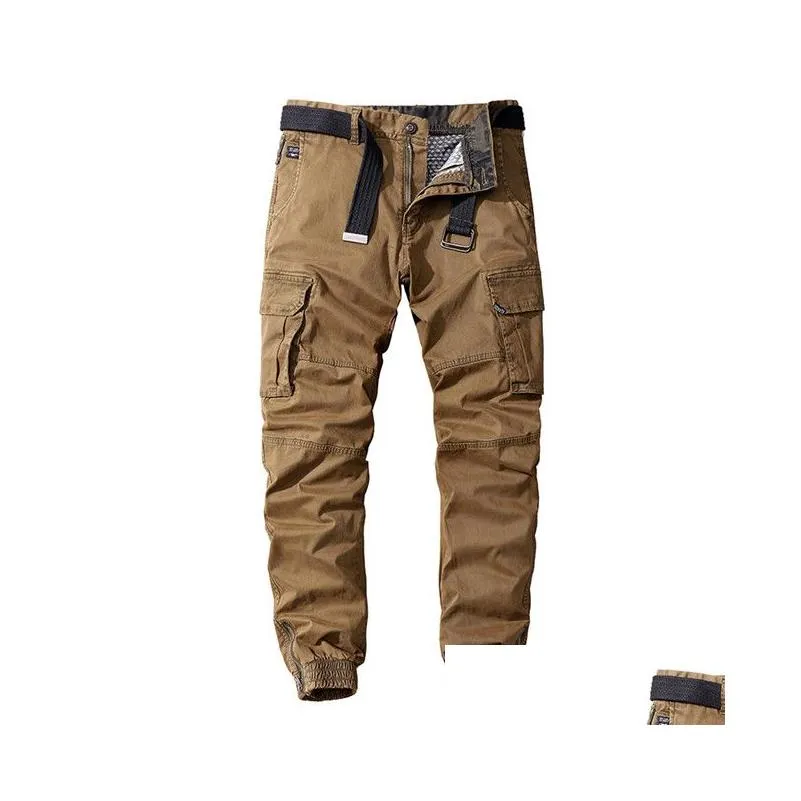 Men`S Pants 5 Colors Mens Casual Cotton Cargo Elastic Outdoor Hiking Trekking Tactical Sweatpants Male Military Mti-Pocket Combat Dro Dhnre