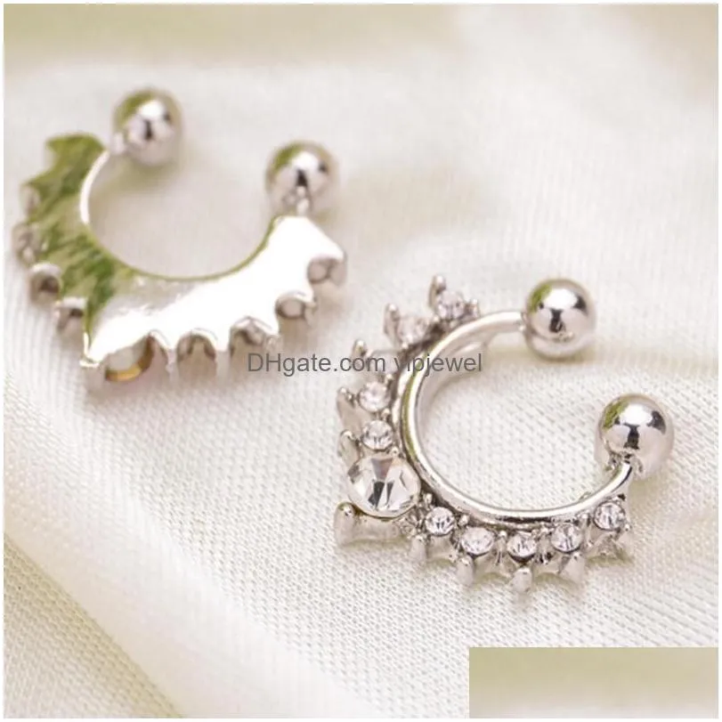 Nose Rings Studs 17X15Mm Zircon Fake Septum Piercing Ring Hoop For Girl Men Faux Body Clip Jewelry Non-Pierced Drop Delivery Dhnwj