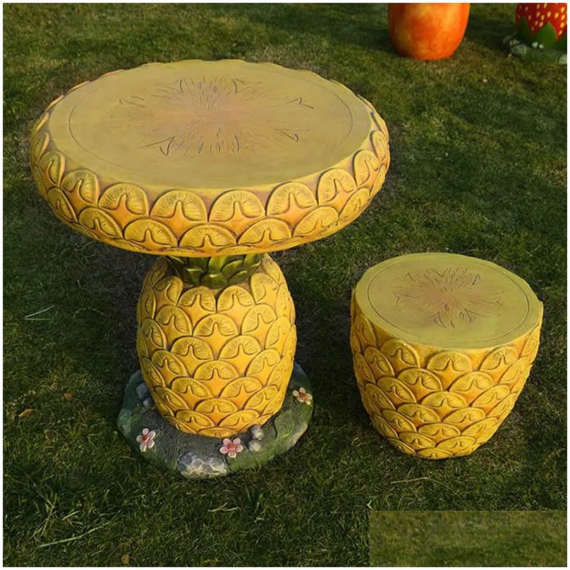 Camp Furniture Outdoor Cartoon Fruit Table And Chair Ornaments FRP Sculpture Mushroom Villa Garden Camping Chairs Decorative Stool Furniture