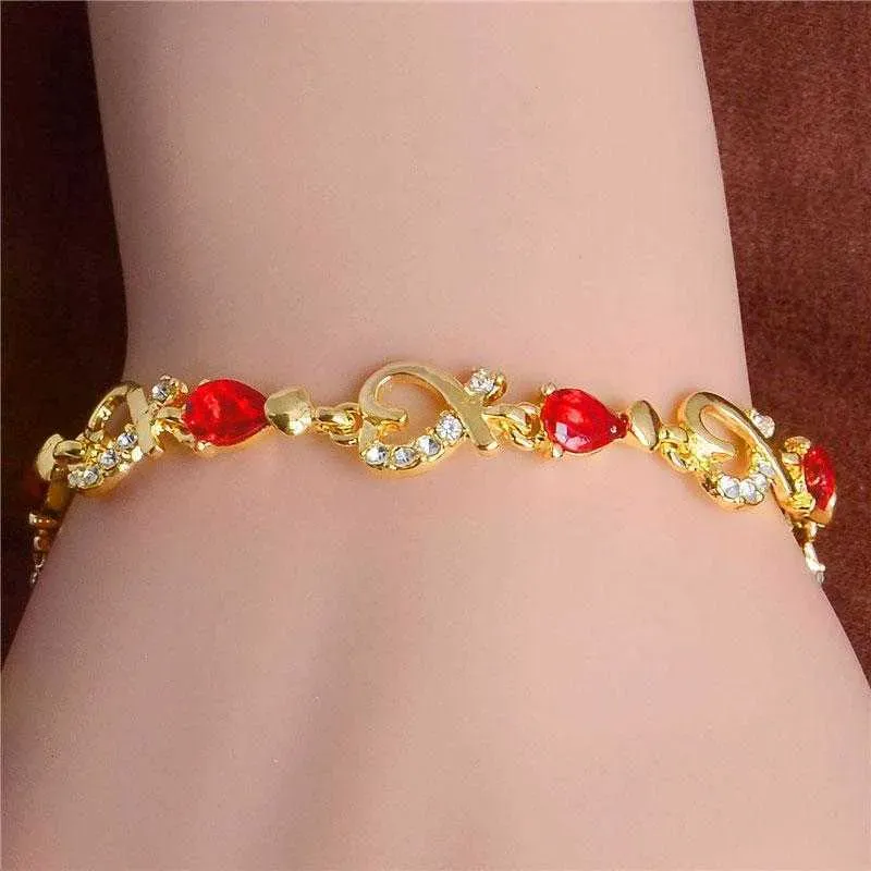 Charm Bracelets MISANANRYNE Vintage Multicolor Crystal Bracelets For Women 3 Types Gold chain Bracelet Water Drop Cubic Zircon Wedding Jewelry