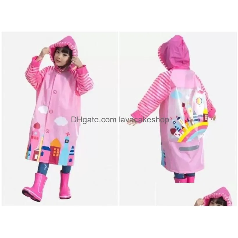 Raincoats Ups Children Raincoat 2022 New Cartoon Cape-Style Girl Boy Kids Students Bicycle Poncho Rain Coat Waterproof Ra Drop Deliver Dhnj1