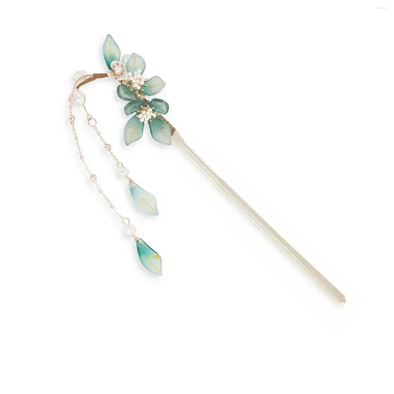 Hair Clips Chinese Stick Bun Headdress U-shape With Retro Fringed Flowers For Costume Party Masquerade Ball