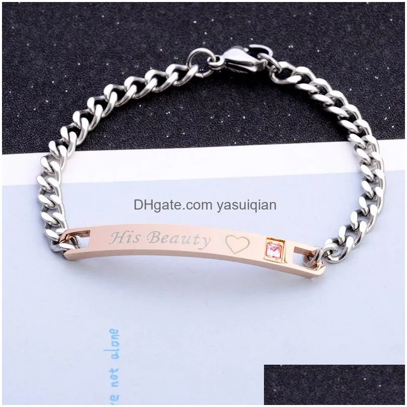 Charm Bracelets Fashion Her King And His Queen Couple For Women Men Beast Beauty Personalized Bangle Jewelry Gift Drop Delivery Dhw7R