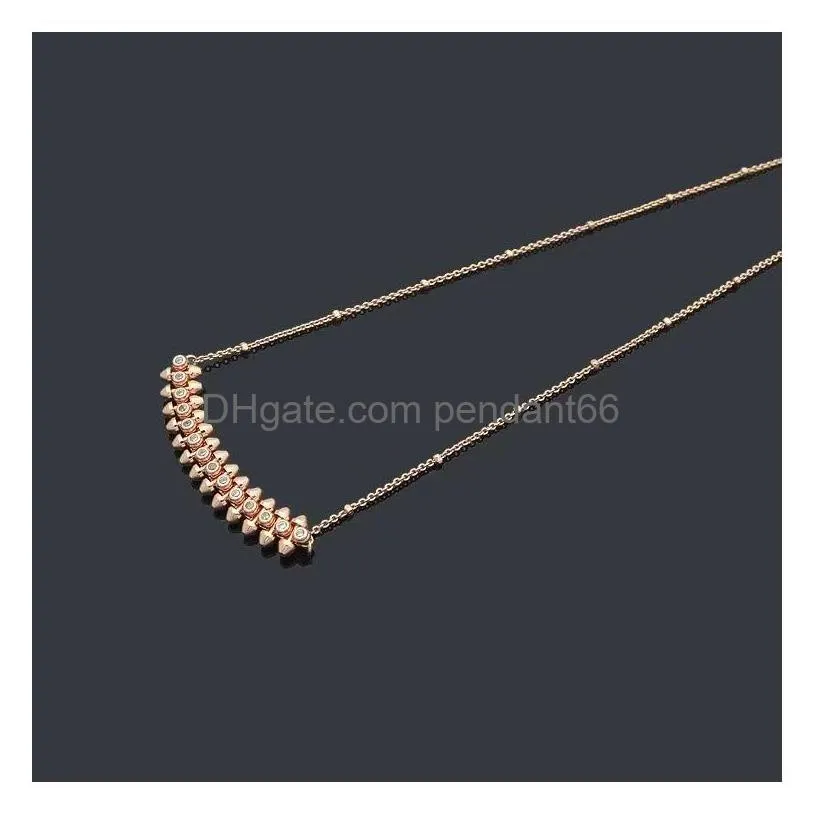 2023 crystal love necklace brand classic bullet head designer necklace for women fashion electroplated 18k gold nail pendant