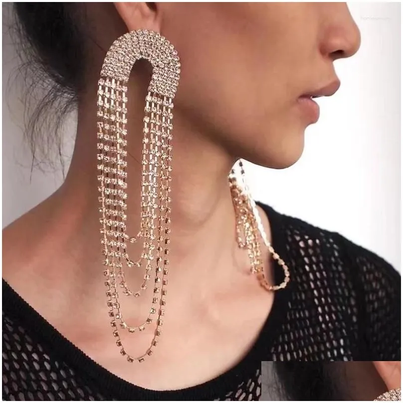 Dangle Earrings 2024 Fashion Shiny Crystal Round Long Tassel Rhinestone Pendant Are Suitable For Women`s Wedding Jewelry