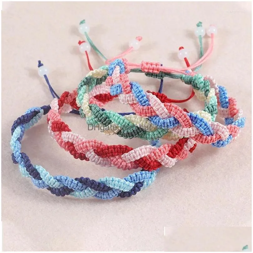 charm bracelets mixed color braided bracelet personality colorful thread rope handmade adjustable bangle wristband men women jewelry