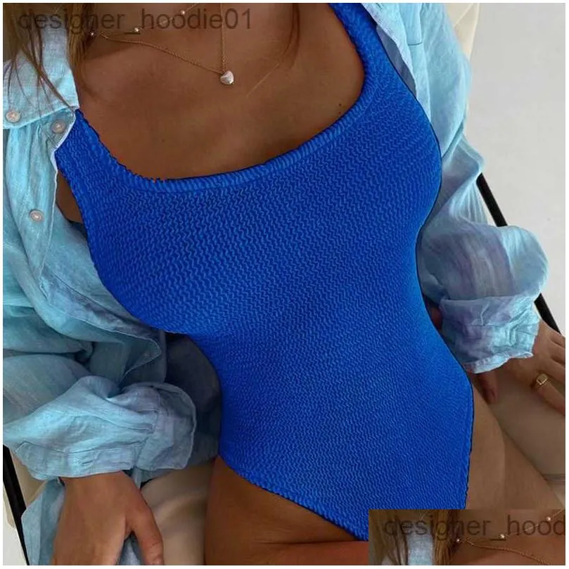 Women`s Swimwear Women`s Swimwear Fabric Crinkle Cloth Wavy Strip Bikini Candy Color Swimsuit for Women Fluorescent Pleated 230425