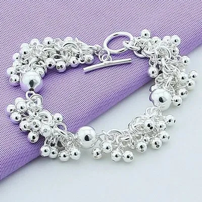 Silver Grapes More Beads Charm Bracelets Jewelry For Fashion Women Wedding Engagement Gift