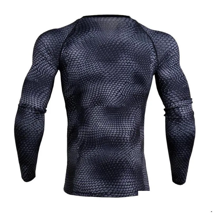 Men`S T-Shirts Mens 3D Printed T Shirts Men Compression Shirt Thermal Long Sleeve Tshirt Fitness Bodybuilding Skin Tight Quick Dry Dro Dhe5C