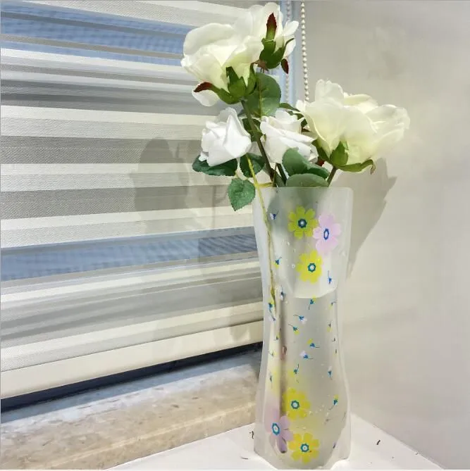 Foldable plastic transparent PVC flower vase without flowers low carbon environmental protection Mixed styles plastic foldable vase