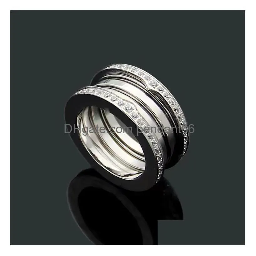 10mm wide 316l titanium steel couple wedding ring for men women classic luxury spring design crystal rings high quality electroplated 18k gold diamond