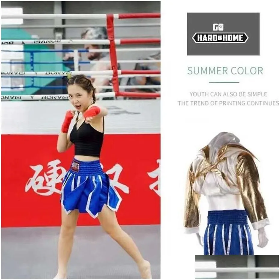 Boxing Trunks Muay Thai Boxing Shorts Men Women Kids MMA Martial Arts Sanda Bjj Fight Jujitsu Combat Pants Soft Muaythai Sports Cl261L