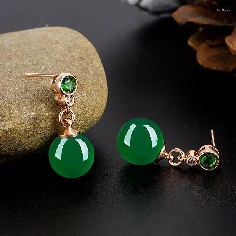 Dangle Earrings Charm Grade A Natural Green Jade For Women 925 Sterling Silver Female Party Geometric Fine Jewelry Gift