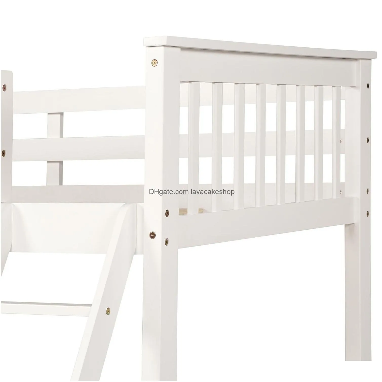 Bedroom Furniture Us Stock Twin Over Fl Bunk Bed With Ladders Two Storage Ders White For Kids Adt Lp000065Kaa Drop Delivery Home Garde Dhnsk