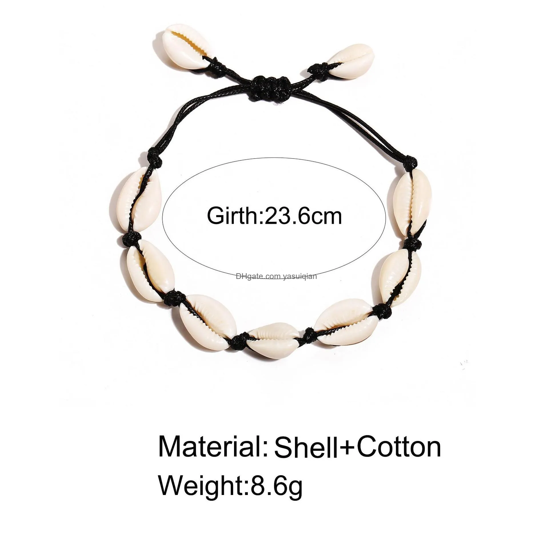 Beaded New Boho Natural Sea Shell Charm Bracelets For Women Summer Beach Seashell String Rope Chains Bohemian Diy Jewelry Gift Drop D Dhizc