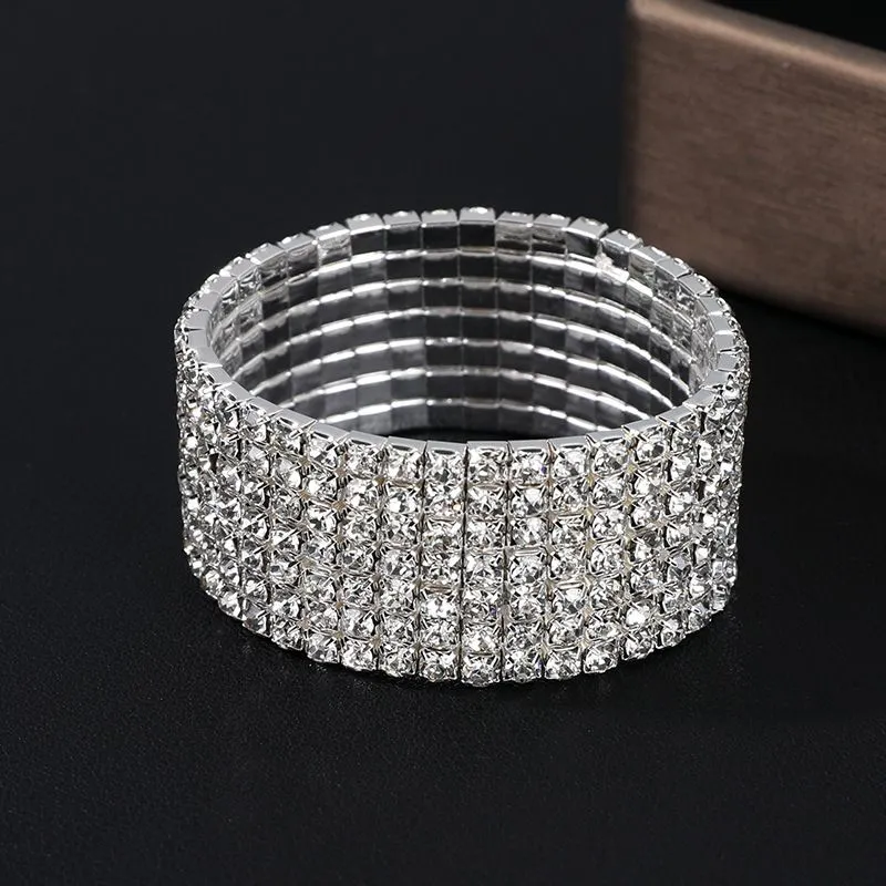 cross border hot selling bracelets from Europe and America, multiple rows full of diamonds, fashionable artificial diamonds, trendy