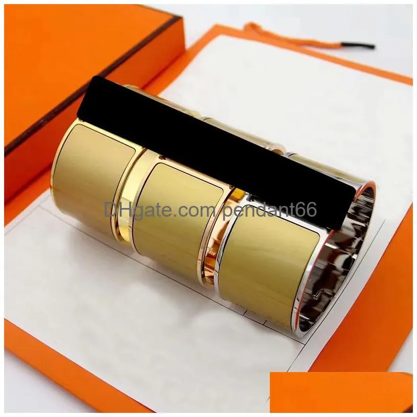 33mm rose gold extra wide cuff bracelet brand classic luxury designer bracelet fashion men women couple bracelets stainless steel jewelry