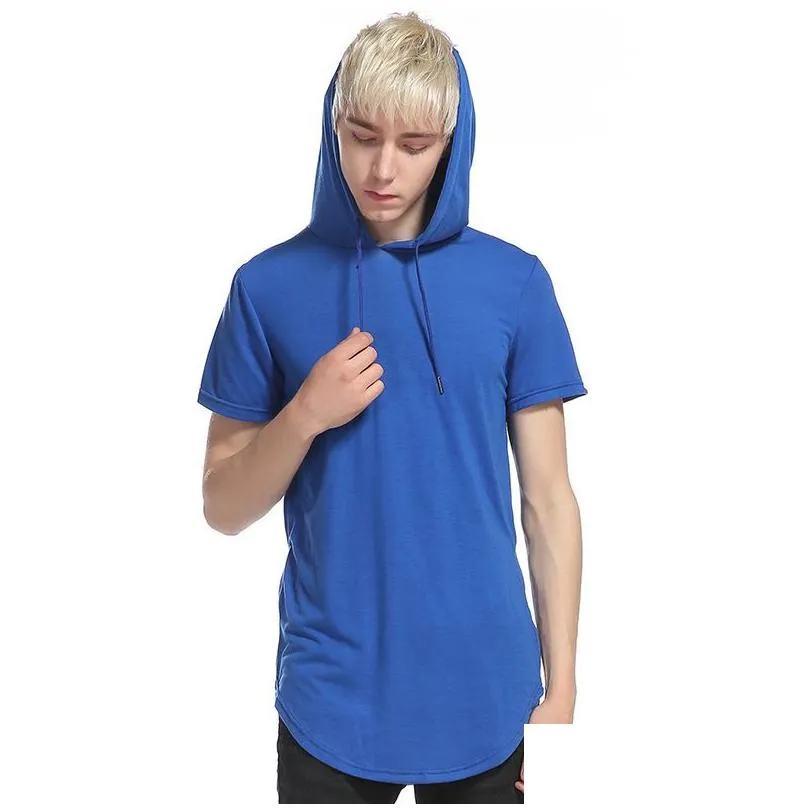 Men`S T-Shirts Mens High Street Style Zipper Hoodie Breathable Short Sleeve European And American Wind Tshirts Drop Delivery Apparel C Dhukd