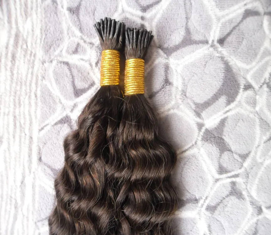 Kinky curly I Tip Hair Extensions 100gstrands Keration Remy Hair On Capsule For Testing Hair2380467