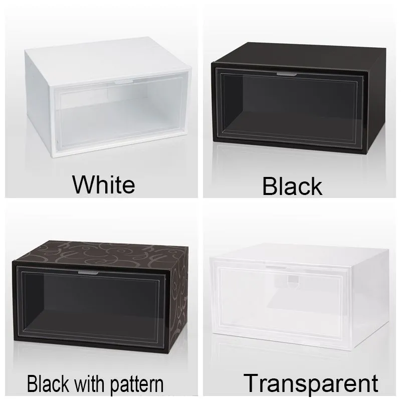 Large Clear Shoe Box Foldable Storage Plastic Transparent Home Organizer Stackable Display Superimposed Combination Shoes Containers Cabinet Boxes