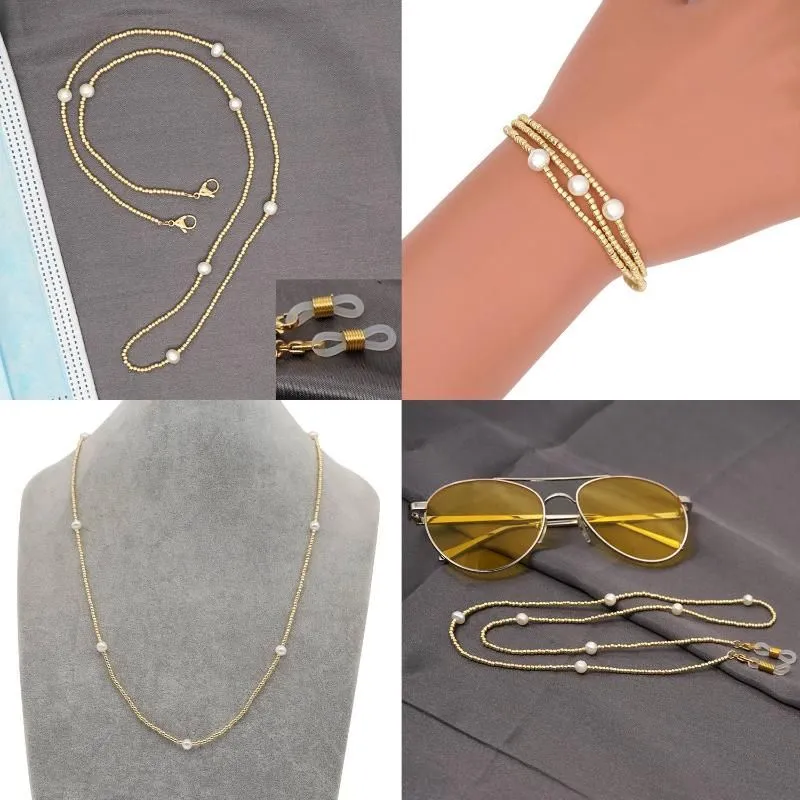 Chokers Go2Boho Chain For Women Mask Chains Lanyard Straps Sunglasses Jewelry Freshwater Pearl Necklace 2021 Trendy Gold Tone