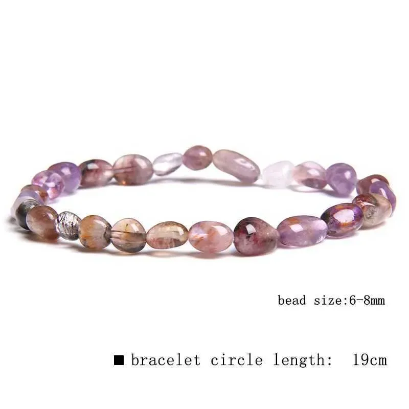 Charm Bracelets Energy Natural Amethyst Bracelet Healing Quartz Purple Crystal Stone Bracelet Women Jewelry Male Bangle Stretch Cure Yoga Relief