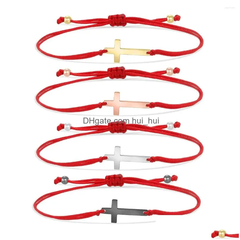 charm bracelets stainless steel cross string handmade bracelet women girl 2024 fashion gold-plated gunmetal summer chic jewelry gift