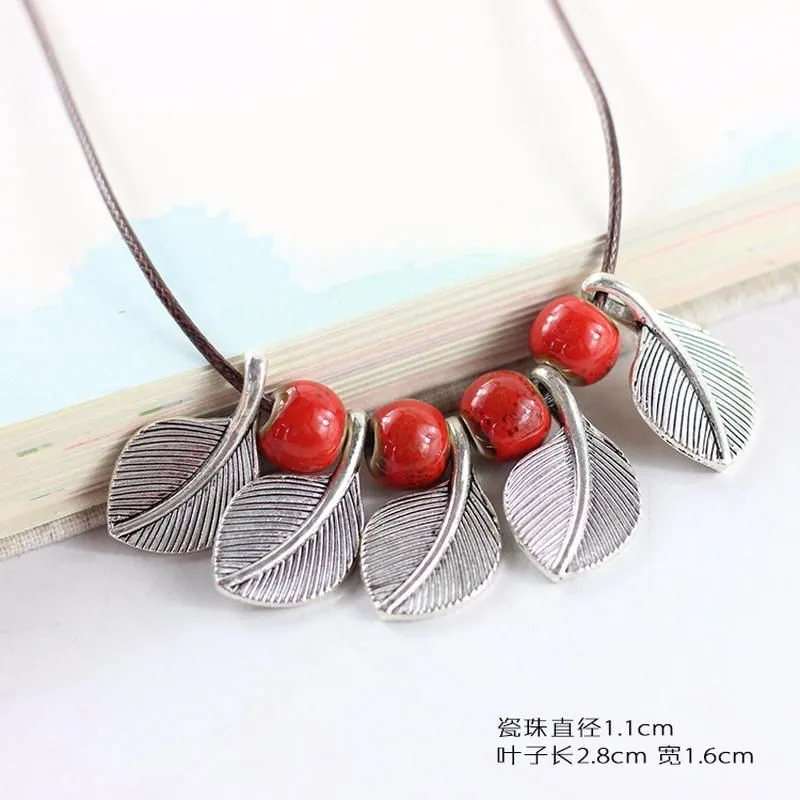 Wholesale Leaves Necklace Female Clothes Hang Ceramic Pendant Long Sweater Chain Deserve To Act The Joke Fashion Jewelry Chokers