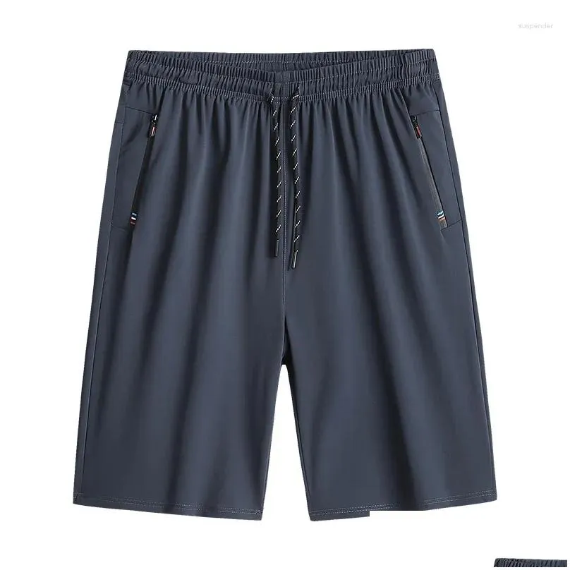 Men`s Shorts Fashion Loose Elastic Waist Pockets Zipper All-match Casual 2024 Summer Oversized Solid Color Korean