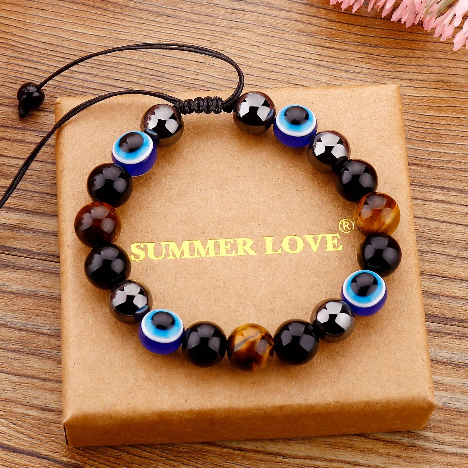 Lucky Evil Blue Eye Handmade Elastic Rope Bracelets Glass Beads And 8MM Crystal 8 Colors Fine Party Adjustable Jewelry