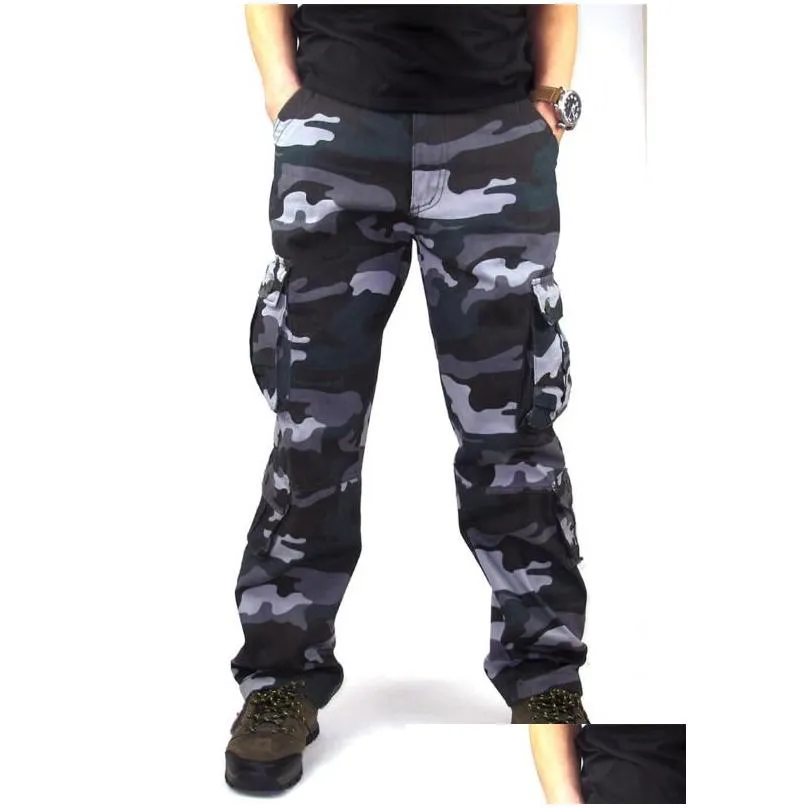 Men`S Pants Mens Cargo Outwear Camouflage Baggy Combat Mti-Pockets Casual Trousers Overalls Army Tactical Size 44 Drop Delivery Appar Dhra2