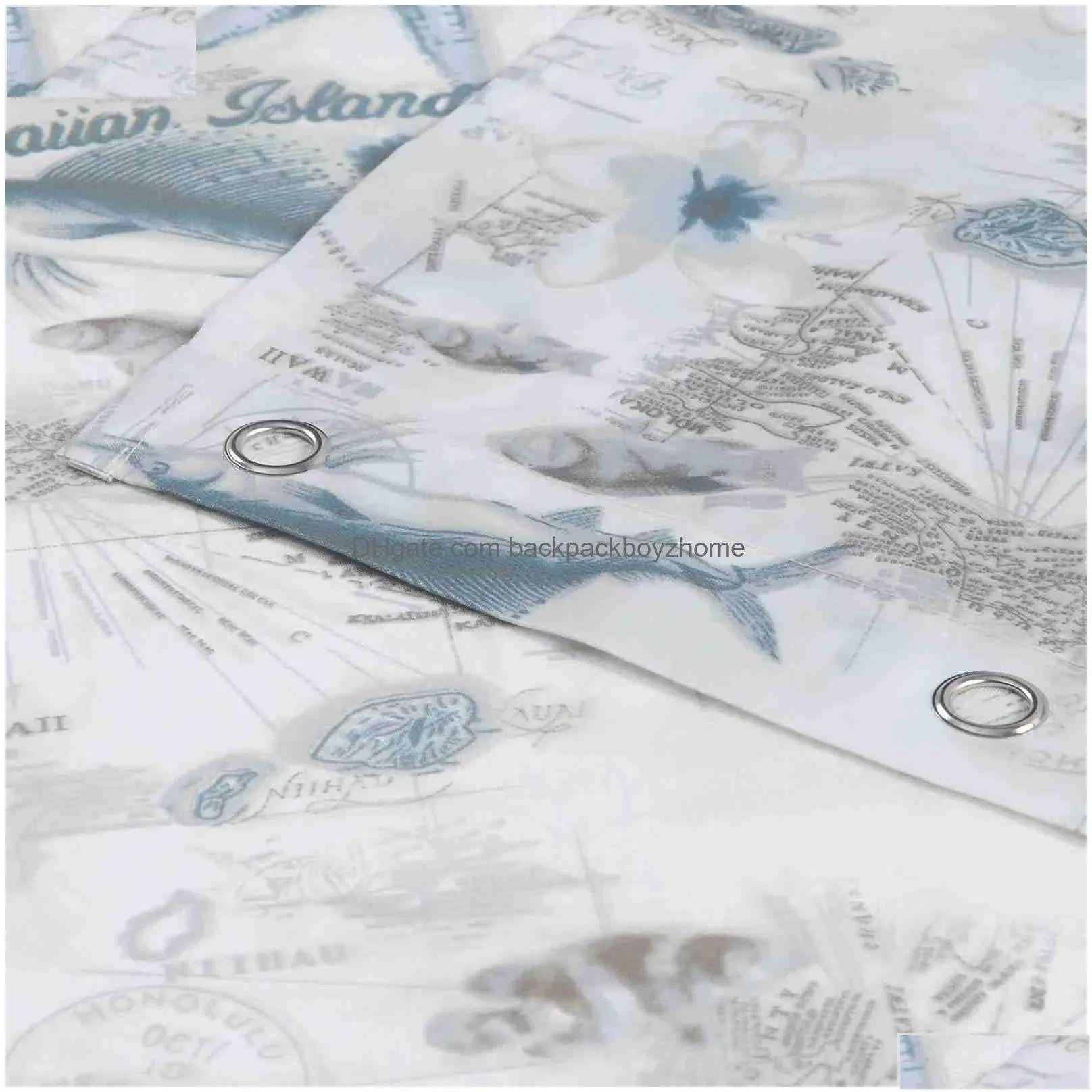 Shower Curtains Madamoiselle Sea Seashell Gray Polyester Fabric Ocean Printed Ivory Waterproof Curtain Q240116 Drop Delivery Dhdzu