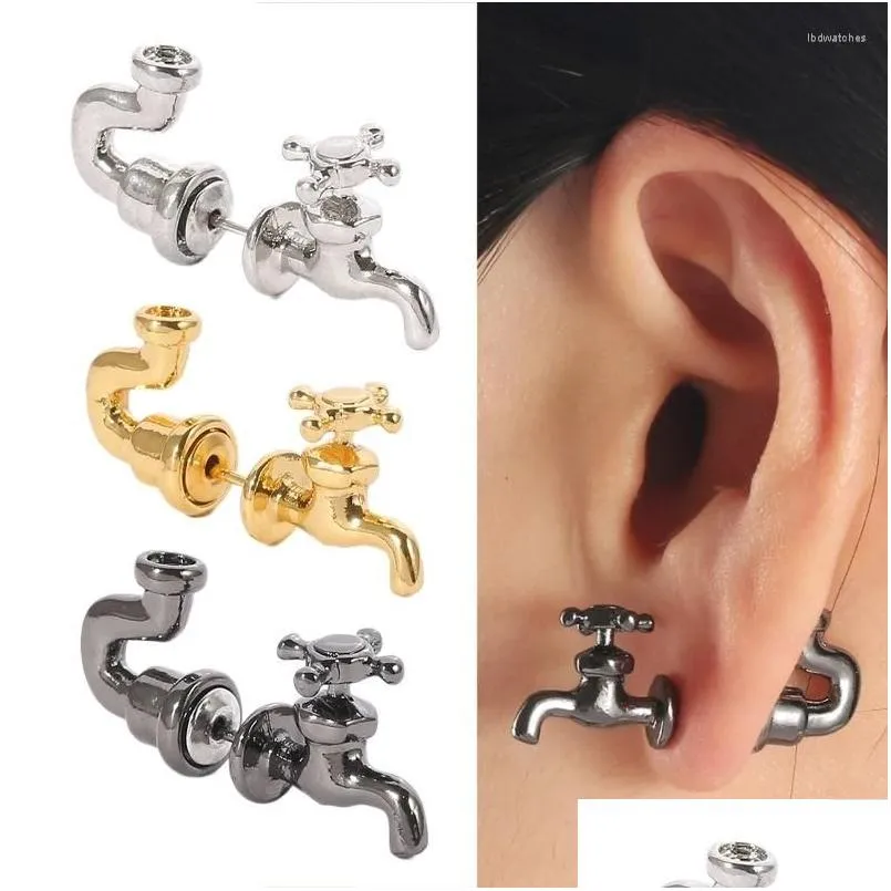 Stud Earrings Water Tap Punk Style Faucet Weird For Women Men Piercing Ear Jewelry Novelty Funny Drop Delivery Earring Otmde