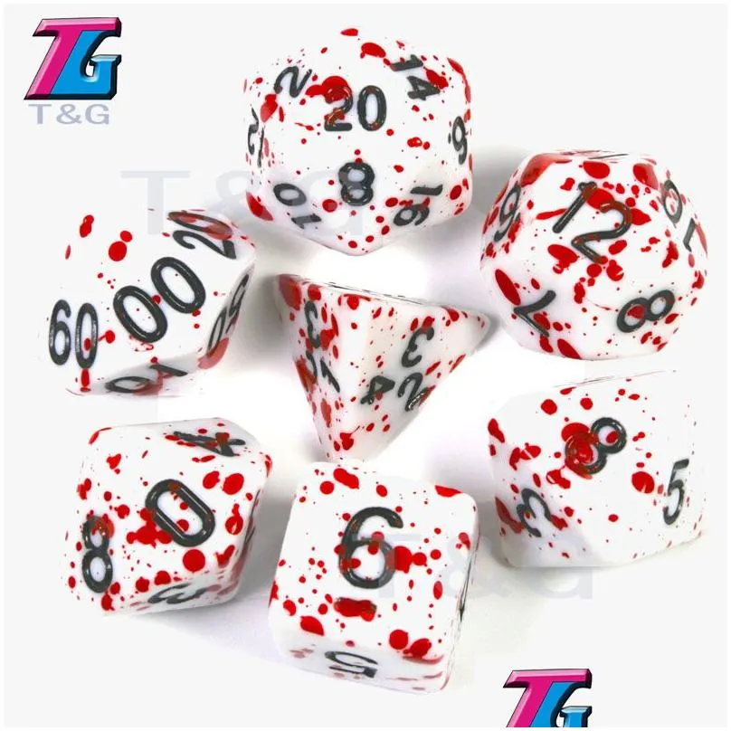 Old Dice Set 7pcs Plastic Unique Distressed Effect271e