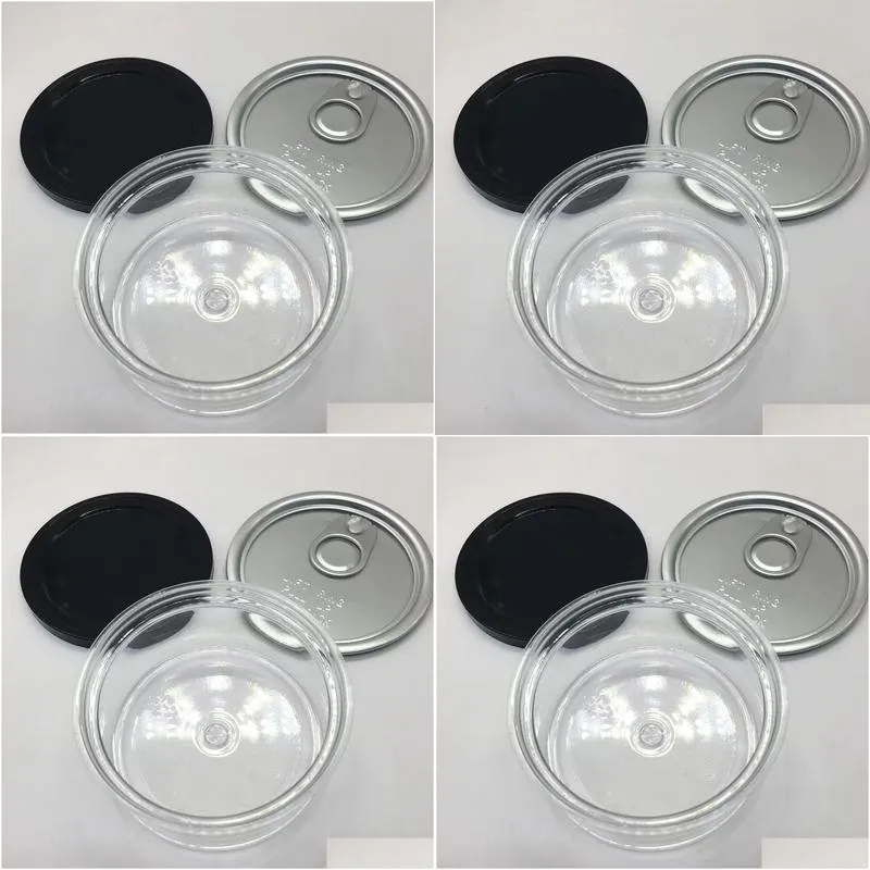 Food Jars Canisters Glass Storage Container Oem Labels 100Ml 200Ml 50Ml Tin Cans Black White Caps Storages Smell Proof Wat Homefavor Othx8