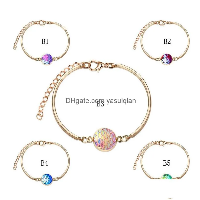 Charm Bracelets New Mermaid Shining Fish Scale For Women Healing Stone Gold Sier Chains Fashion Jewelry In Bk Drop Delivery Dhyq7