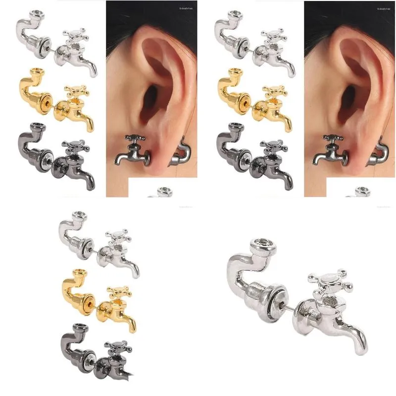 Stud Earrings Water Tap Punk Style Faucet Weird For Women Men Piercing Ear Jewelry Novelty Funny Drop Delivery Earring Otmde