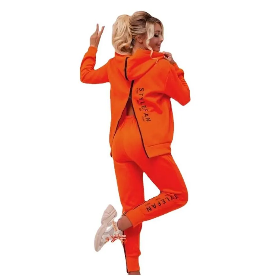 Women`S Tracksuits Womens Two Piece Set Tracksuit Jogging Suit Streetwear Running Sportswear Zipper Hoodies Long Pant Drop Delivery A Dh3Gb