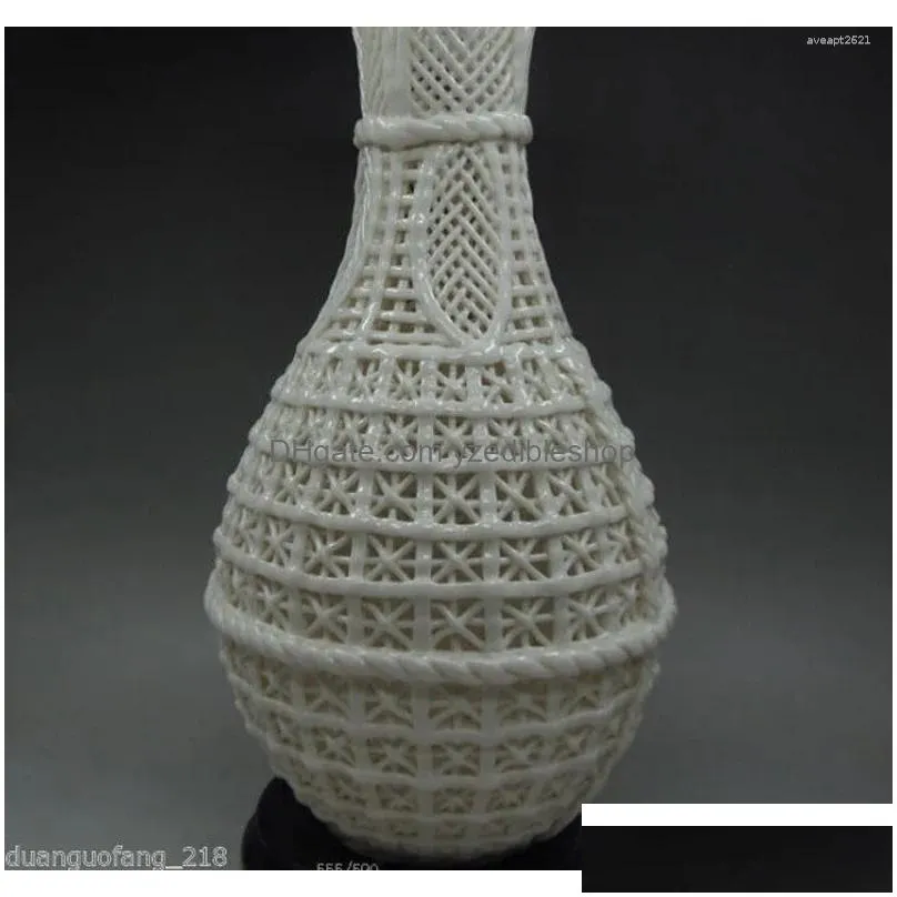 bottles delicate chinese decoration handwork carved openwork dehua white porcelain vase base no.3