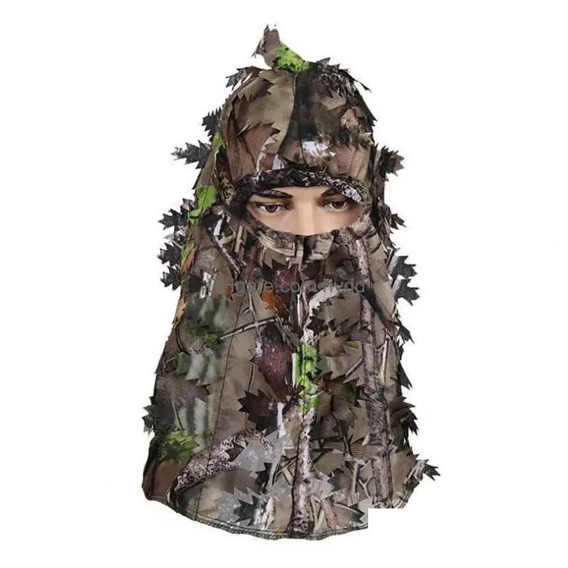 outdoor hats unisex 3d leaf camouflage headgear masks hunting multifunctional tactical face cover forest caps