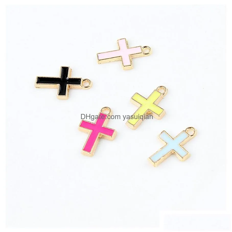 Pendant Necklaces 6 Colors Enamel Cross Jesus Pendants 10Pcs/Lot Crucifix Charms Fashion Jewelry Diy Accessories For Bracelets Necklac Dhi2R