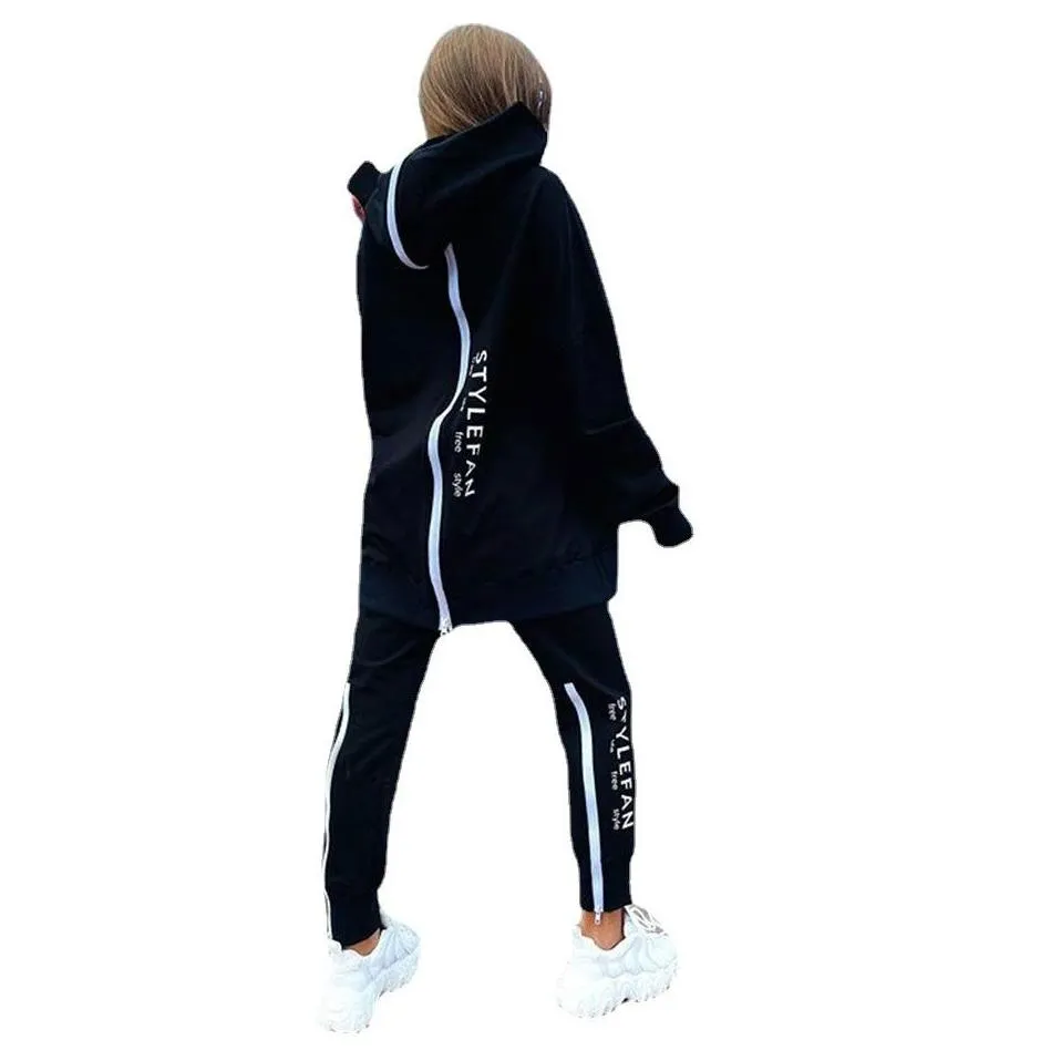 Women`S Tracksuits Womens Two Piece Set Tracksuit Jogging Suit Streetwear Running Sportswear Zipper Hoodies Long Pant Drop Delivery A Dh3Gb