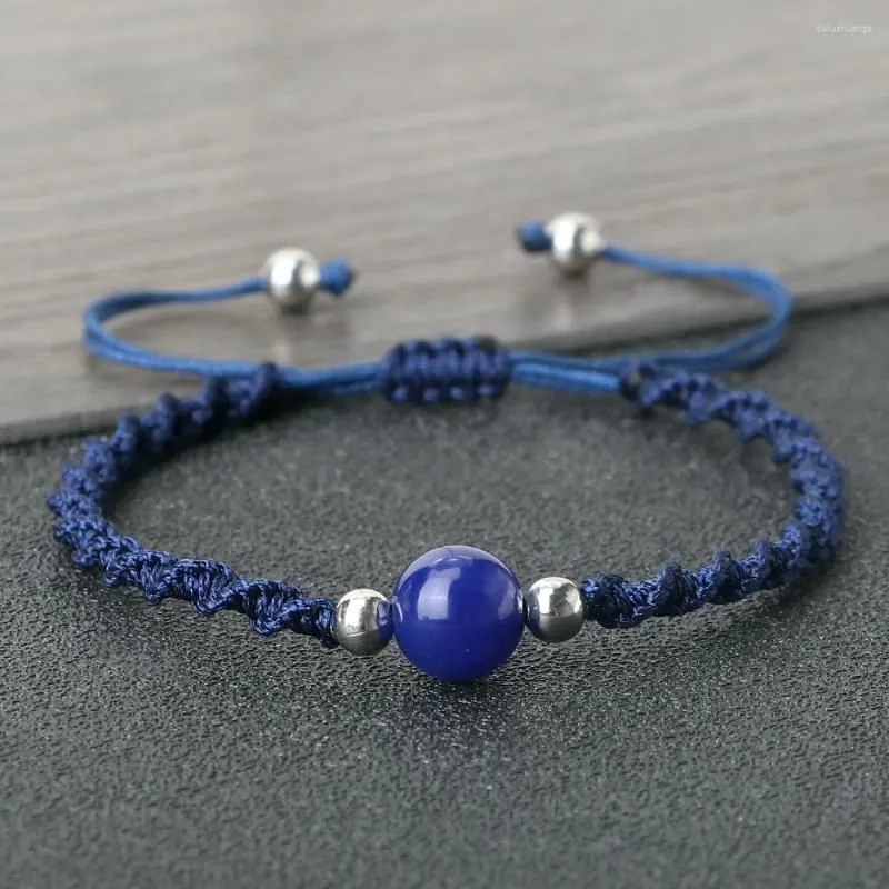 Strand Navy Blue Thread Braided Bracelet 10mm Tiger Eye Natural Stone Couple Bracelet&Bangles Chain Friendship Pulsera Jewelry Gift