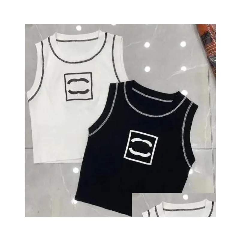 Anagram-embroidered Women Tanks Camis cotton-blend tank tops Two C letters Designer Skirts Yoga Suit CHANNEL Dress bra Vest Ladies solid Vintage T Shirt