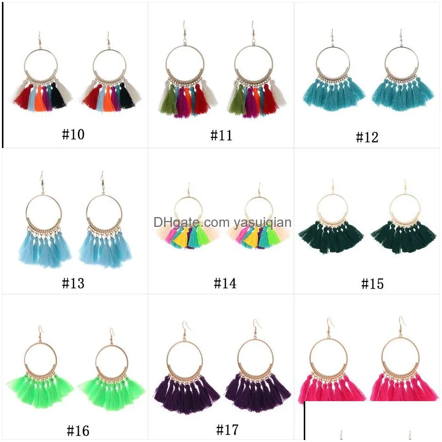 Dangle & Chandelier New Ethnic Fringe Tassel Earrings For Women Bohemian Large Big Hoop Long Statement Drop Female Fashion Jewelry Gi Dhstj