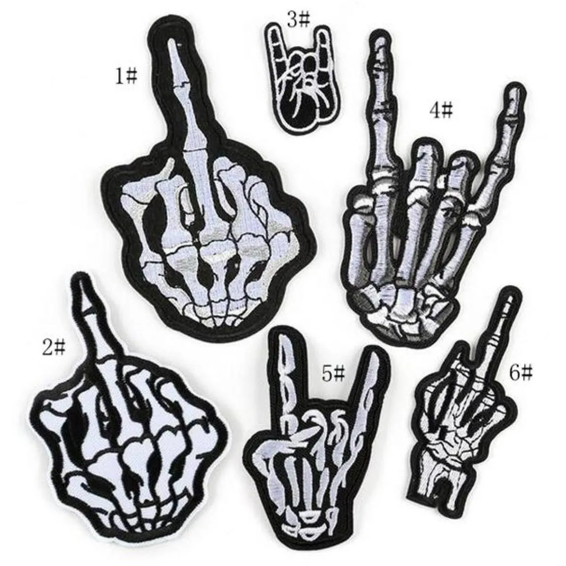 BP32 High Quality 3D emboridered es skull finger tactical es iron on army Badges for capbag sew on6211375