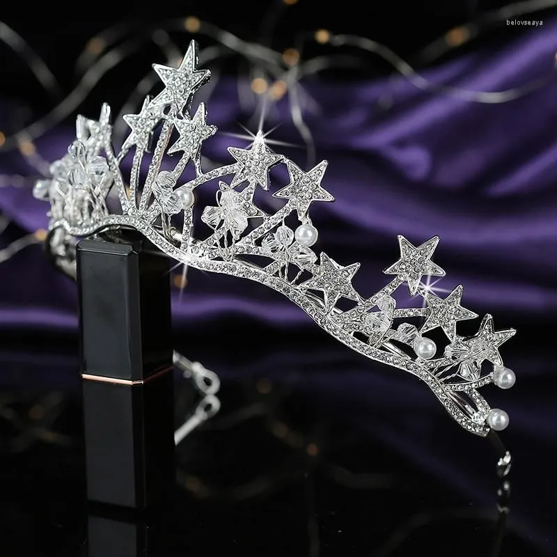 Hair Clips Crown HADIYANA Star Shape Romance Women Wedding Bride Accessories Princess Rhinestone Tiara Jewelry BCY8904 Gifts